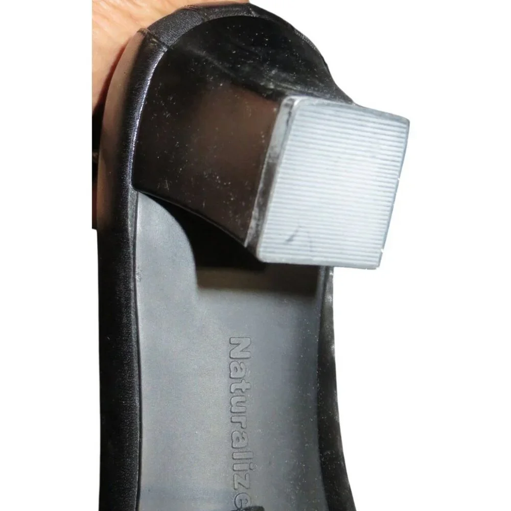 Naturalizer Black Block Heeled Fabric Upper Loafers Comfort footbed technology 7